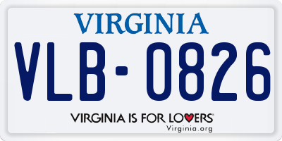 VA license plate VLB0826