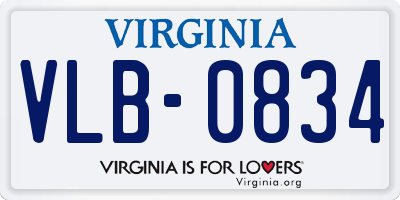 VA license plate VLB0834