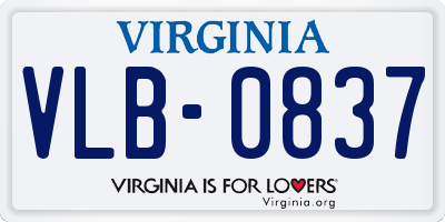 VA license plate VLB0837