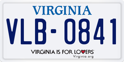 VA license plate VLB0841