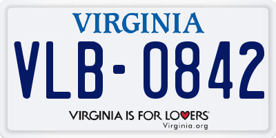VA license plate VLB0842
