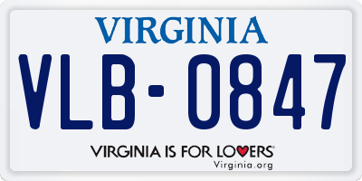 VA license plate VLB0847