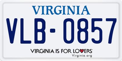 VA license plate VLB0857