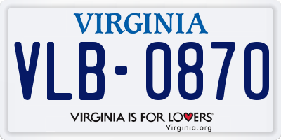 VA license plate VLB0870