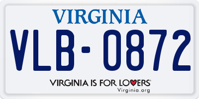 VA license plate VLB0872
