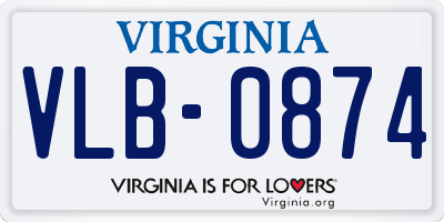 VA license plate VLB0874