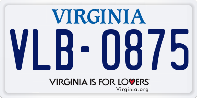 VA license plate VLB0875