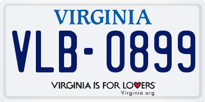 VA license plate VLB0899