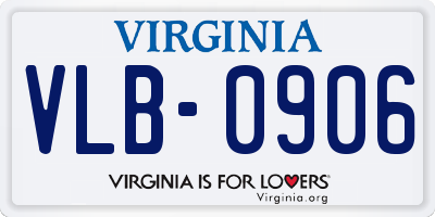 VA license plate VLB0906