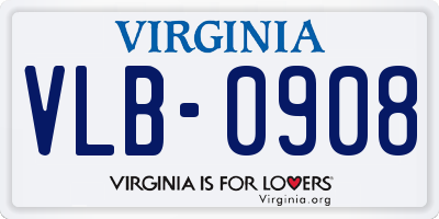 VA license plate VLB0908