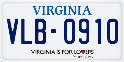 VA license plate VLB0910