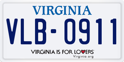 VA license plate VLB0911