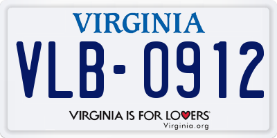 VA license plate VLB0912