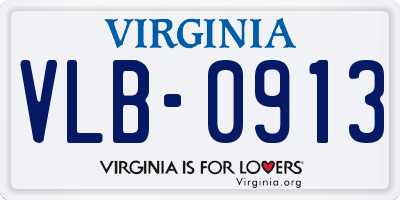 VA license plate VLB0913