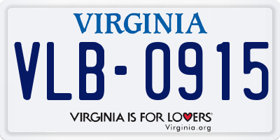 VA license plate VLB0915