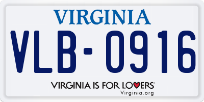 VA license plate VLB0916