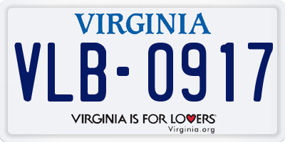 VA license plate VLB0917