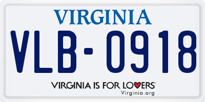VA license plate VLB0918