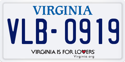 VA license plate VLB0919