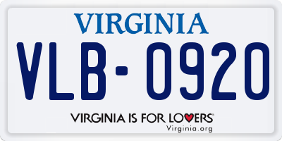 VA license plate VLB0920