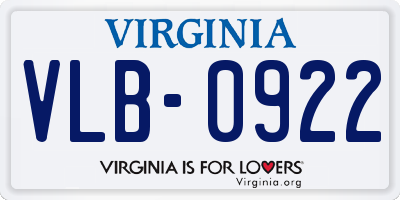 VA license plate VLB0922