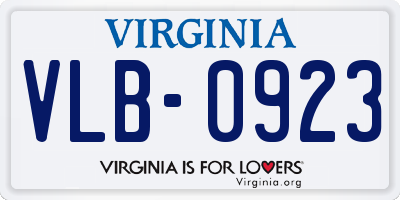 VA license plate VLB0923