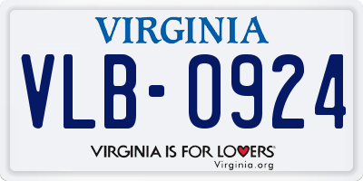 VA license plate VLB0924