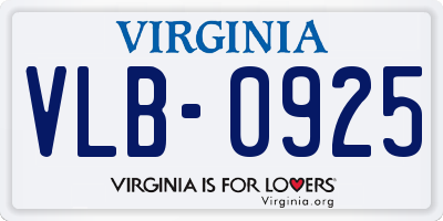 VA license plate VLB0925