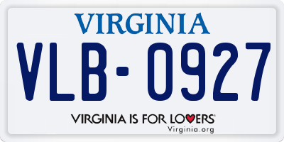 VA license plate VLB0927