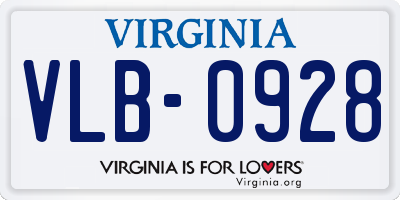 VA license plate VLB0928