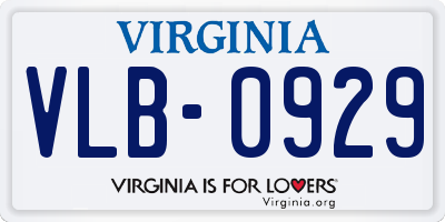 VA license plate VLB0929