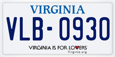 VA license plate VLB0930