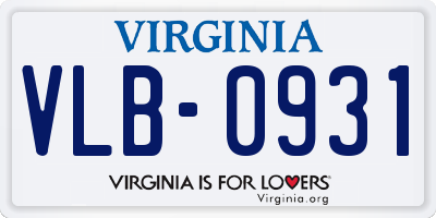 VA license plate VLB0931
