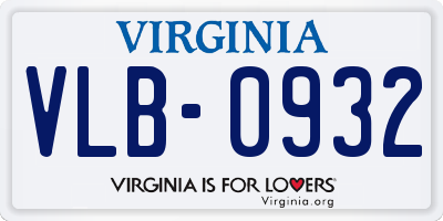 VA license plate VLB0932