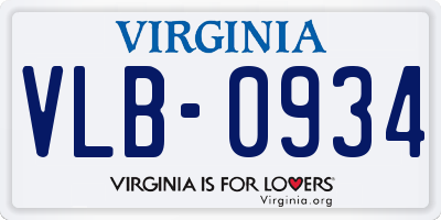 VA license plate VLB0934