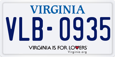 VA license plate VLB0935