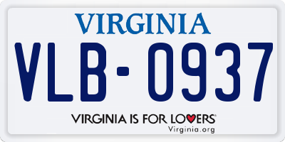VA license plate VLB0937