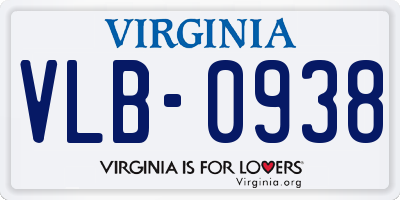 VA license plate VLB0938