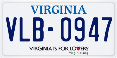 VA license plate VLB0947