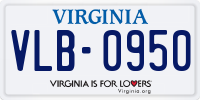 VA license plate VLB0950