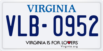 VA license plate VLB0952