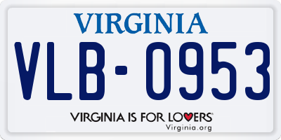 VA license plate VLB0953