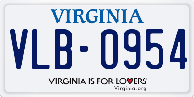 VA license plate VLB0954