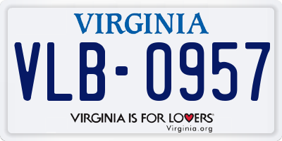 VA license plate VLB0957
