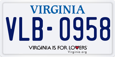 VA license plate VLB0958