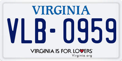 VA license plate VLB0959