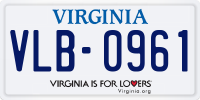 VA license plate VLB0961