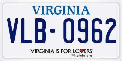 VA license plate VLB0962