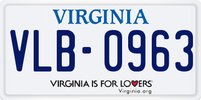 VA license plate VLB0963