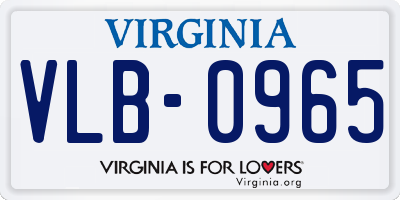 VA license plate VLB0965